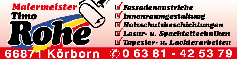 Malerfachbetrieb Timo Rohe in Körborn - wir bieten Leistungen rund um Innenraumgestaltung, Fassadengestaltung und Tapezierarbeiten an!